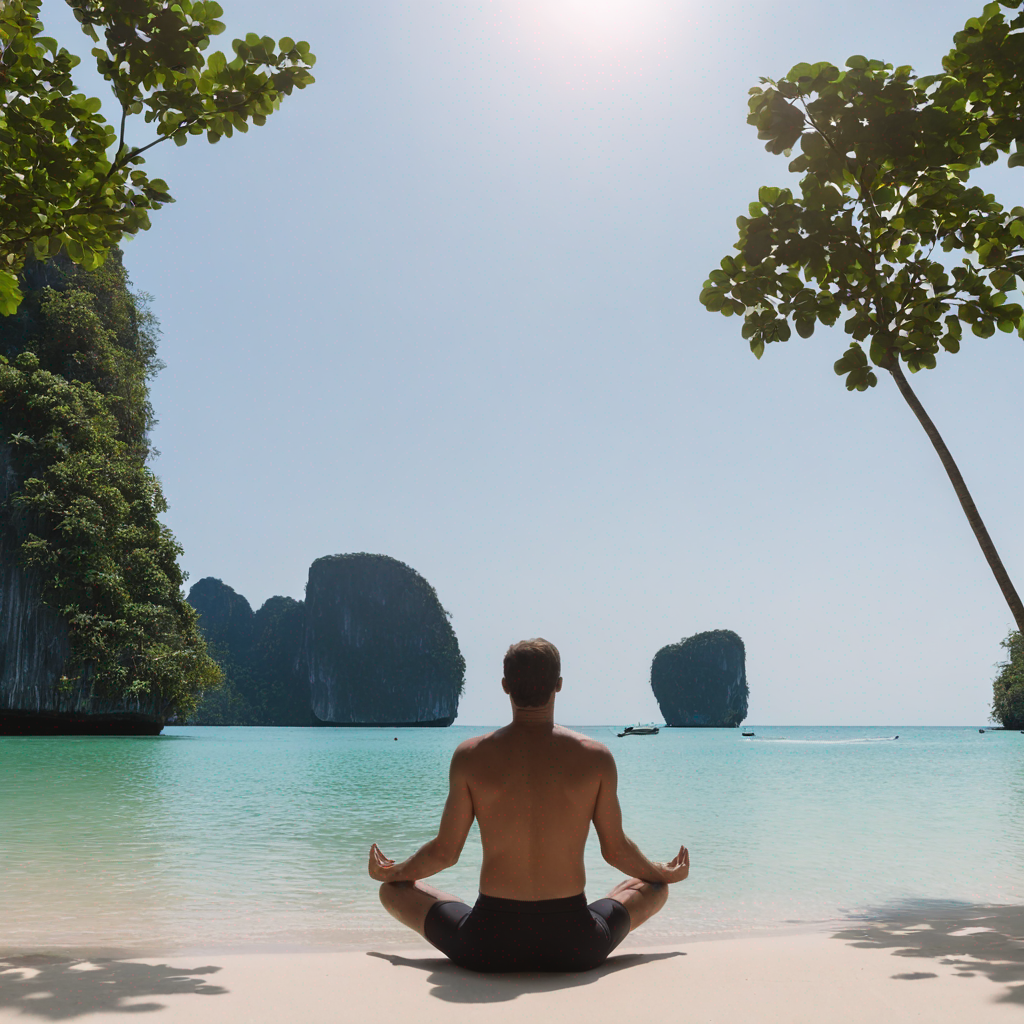 meditating at the beach in krabi thailand
